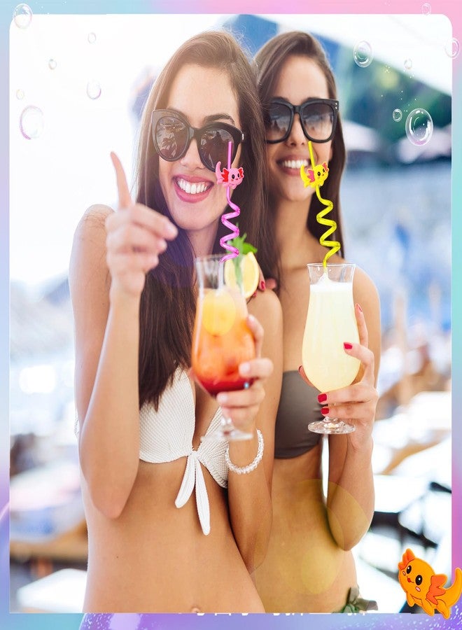 Uiifan 30 Pcs Axolotl Straws with 2 Cleaning Brushes Axolotl Party Favors Reusable Plastic Twisty Straws for Birthday Themed Party Decoration Supplies - Image 2